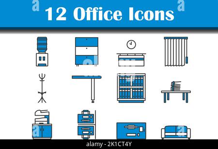 Office Icon Set. Editable Bold Outline With Color Fill Design. Vector Illustration. Stock Vector