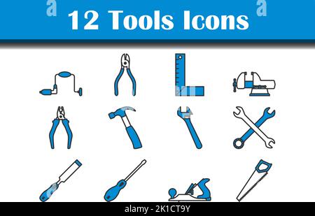 Tools Icon Set. Editable Bold Outline With Color Fill Design. Vector Illustration. Stock Vector