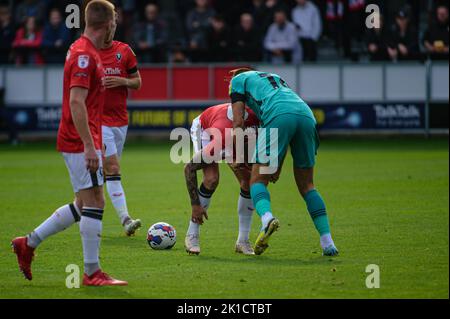 Callum Hendry of Salford City and Jordan Turnbull of Tranmere Rovers brawl during the Sky Bet League 2 match between Salford City and Tranmere Rovers at Moor Lane, Salford on Saturday 17th September 2022. Stock Photo