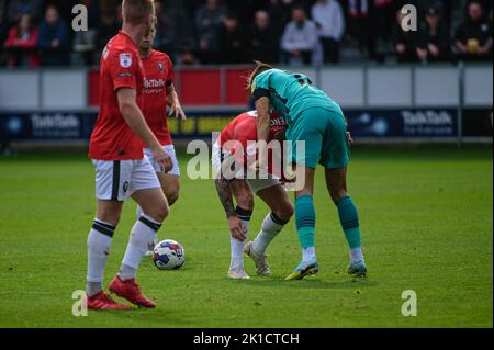 Callum Hendry of Salford City and Jordan Turnbull of Tranmere Rovers brawl during the Sky Bet League 2 match between Salford City and Tranmere Rovers at Moor Lane, Salford on Saturday 17th September 2022. Stock Photo