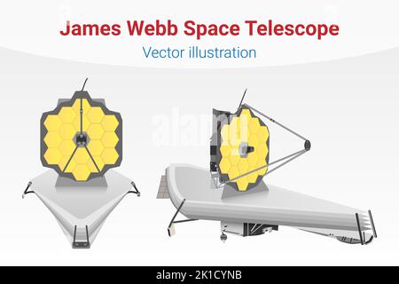 James Webb Space Telescope Vector Illustration - December 25, 2021 - Vector Eps File Stock Vector