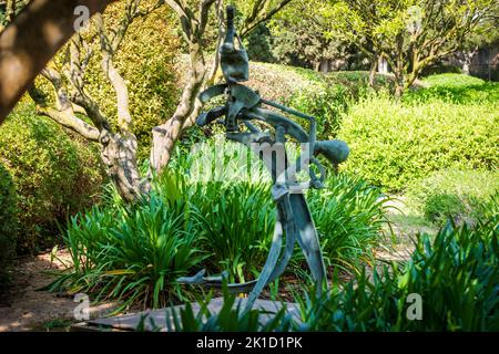 Joan Miró (Spanish, 18931983), Femme et oiseaux ,1972, lost wax cast bronze, Marivent garden, Palma, Majorca. Stock Photo