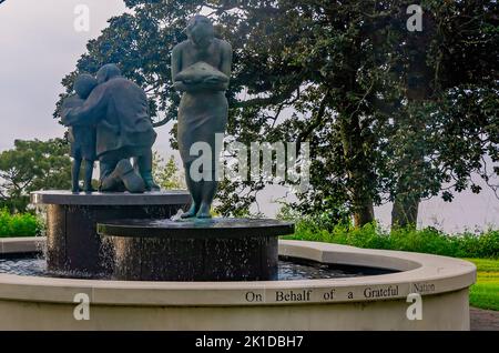 “Tears of Sorrow Tears of Joy,” a sculpture by Stephen Spears, honors military veterans at Henry George Bluff Park in Fairhope, Alabama. Stock Photo