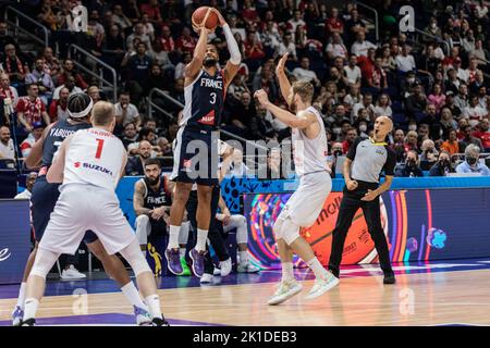 Berlin, Germany. 16th Sep, 2022. Rudy Gobert of France reacts during the semifinal of the FIBA Eurobasket 2022 between France and Poland at Mercedes Benz arena. Final score; France 95:54 Poland. (Photo by Nicholas Muller/SOPA Images/Sipa USA) Credit: Sipa USA/Alamy Live News Stock Photo