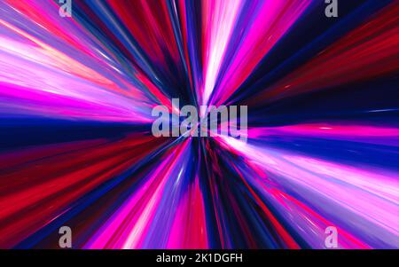 Hyperspace Motion blur through the universe, moving at the speed of light tunnel galaxy, hyper jump abstract color background Stock Photo