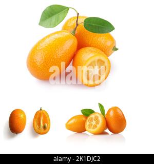 a lot of vegan fresh Kumquat fruit Isolated Stock Photo