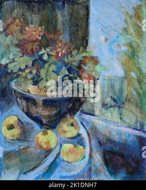 AJAXNETPHOTO. 1983. RUEL MALMAISON, FRANCE. - T.G. EASTLAND ART - STILL LIFE WINDOW RUEL MALMAISON, FRANCE, PAINTED BY T.G.EASTLAND; OIL ON LINEN CLOTH ON BOARD. 20TH CENTURY IMPRESSIONIST STYLE WORK UNDATED ABOUT 1983. PAINTING UNSIGNED. PHOTO:© IN THIS DIGITAL COPY OF THE ORIGINAL WORK/AJAX NEWS & FEATURE SERVICE. © IN ORIGINAL ARTWORK; T.G. EASTLAND. SOURCE: PRIVATE COLLECTION. REF:GX8 191003 28 Stock Photo