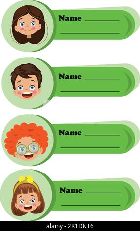 identification card. name surname identification card Stock Vector
