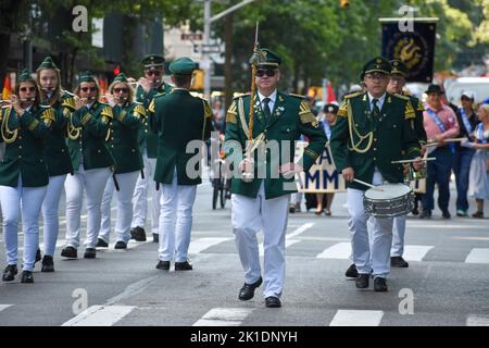 New York, NY, USA. 17th Sep, 2022. Marching band is seen on Fifth Ave in New York City during the annual Steuben Day Parade on Sept 17, 2022. (Credit Image: © Ryan Rahman/Pacific Press via ZUMA Press Wire) Stock Photo