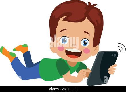 Young boy and girl play games and listen to music on their mobile phones  7468481 Stock Photo at Vecteezy