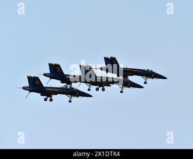 September 17, 2022, Virginia Beach, Virginia, USA: BLUE ANGELS take over the sky at NAS Oceana Base in Virginia Beach, Virginia on  17 September 2022. PhotoÂ© Jeff Moore (Credit Image: © Jeff Moore/ZUMA Press Wire) Stock Photo