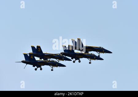 September 17, 2022, Virginia Beach, Virginia, USA: BLUE ANGELS take over the sky at NAS Oceana Base in Virginia Beach, Virginia on  17 September 2022. PhotoÂ© Jeff Moore (Credit Image: © Jeff Moore/ZUMA Press Wire) Stock Photo