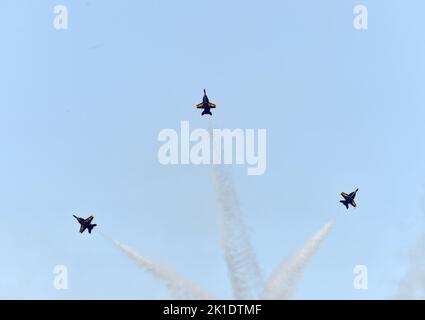 September 17, 2022, Virginia Beach, Virginia, USA: BLUE ANGELS take over the sky at NAS Oceana Base in Virginia Beach, Virginia on  17 September 2022. PhotoÂ© Jeff Moore (Credit Image: © Jeff Moore/ZUMA Press Wire) Stock Photo