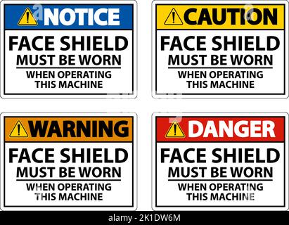 Face Shield Must Be Worn Sign On White Background Stock Vector