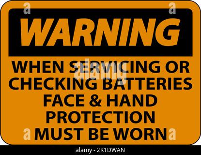 Warning When Servicing Batteries Sign On White Background Stock Vector
