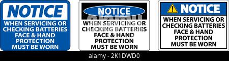 Notice When Servicing Batteries Sign On White Background Stock Vector