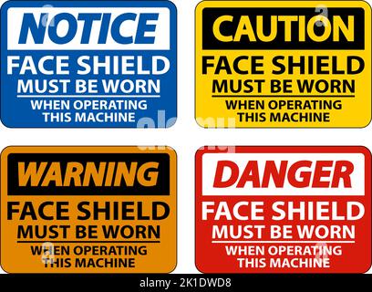 Face Shield Must Be Worn Sign On White Background Stock Vector