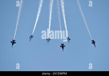 September 17, 2022, Virginia Beach, Virginia, USA: BLUE ANGELS take over the sky at NAS Oceana Base in Virginia Beach, Virginia on  17 September 2022. PhotoÂ© Jeff Moore (Credit Image: © Jeff Moore/ZUMA Press Wire) Stock Photo