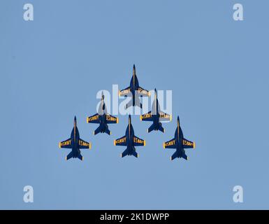 September 17, 2022, Virginia Beach, Virginia, USA: BLUE ANGELS take over the sky at NAS Oceana Base in Virginia Beach, Virginia on  17 September 2022. PhotoÂ© Jeff Moore (Credit Image: © Jeff Moore/ZUMA Press Wire) Stock Photo