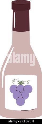 grapes beverage bottle Stock Vector