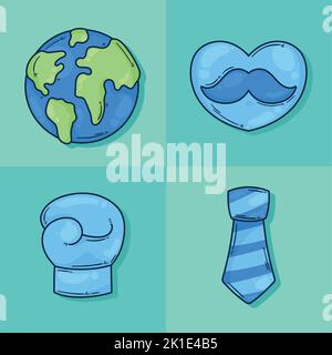 four movember campaign set icons Stock Vector