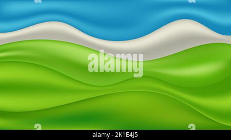 Abstract 3D green and blue liquid or fluid gradient wave flowing shapes background texture. Vector illustration Stock Vector