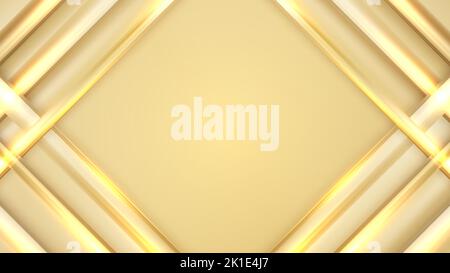Abstract modern luxury golden background decoration gold lines diagonal pattern and lighting effect. Vector illustration Stock Vector