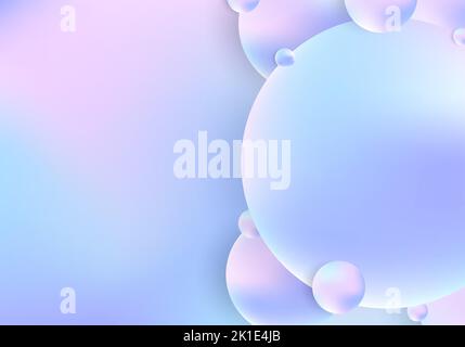 Abstract 3D modern circles sphere balls holographic color pastel background. Bubble gradient shapes cover brochure template, presentation, poster, ban Stock Vector