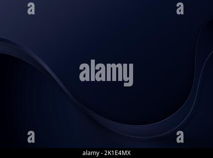 Abstract luxury template background blue wave curved lines shapes overlapping layers with lighting. Vector illustration Stock Vector