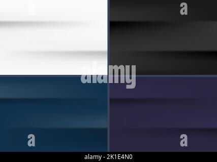 Set of white, black, blue, purple paper folded background and texture space for your text. Vector illustration Stock Vector