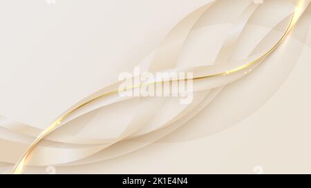 Abstract luxury style golden wave lines on white background. Elegant template curved line overlapping elements on clean backdrop. You can use for prod Stock Vector