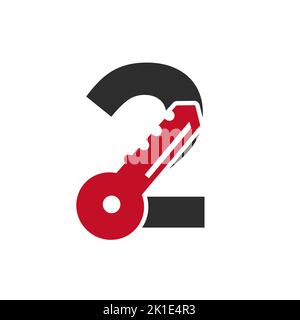 Letter 2 Key Logo Combine With House Locker Key For Real Estate and House Rental Symbol Vector Template Stock Vector