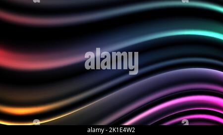 Abstract modern technology glowing neon colors lighting fluid flowing motion on dark background. Vector illustration Stock Vector