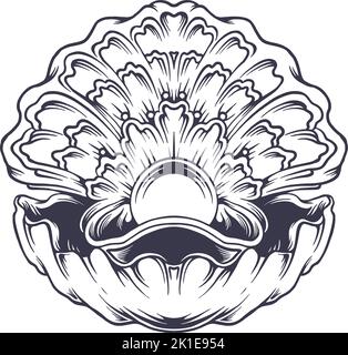 Pearl luxury vintage monochrome illustration vector illustrations for your work logo, merchandise t-shirt, stickers and label designs, poster Stock Vector