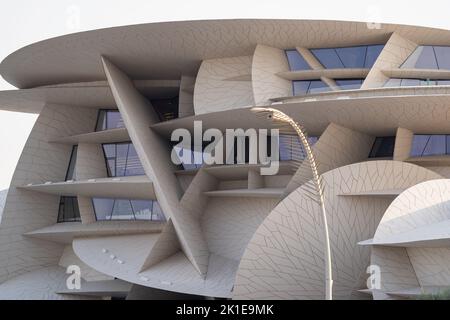 Doha, Qatar - September 5, 2022: National Museum of Qatar, Doha. The futuristic museum is shaped like a desert rose. Stock Photo