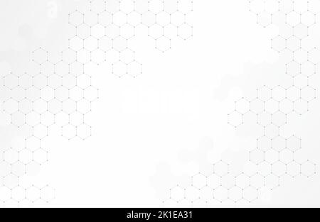 Abstract geometric background hexagons outline dots gray color. Blank for the design. Stock Vector