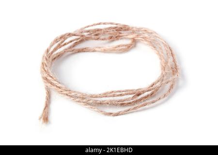 Skein of hemp rope isolated on white Stock Photo