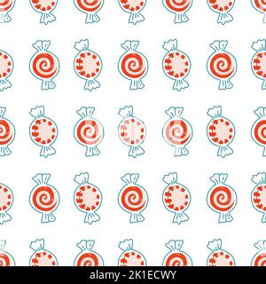 Christmas candy seamless pattern and flat vector Stock Vector