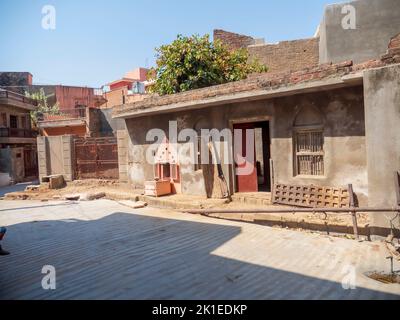 Under construction old abandoned ruined broken house in village town rural area in india. Stock Photo