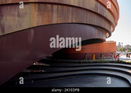 Exterior of Design Museum Holon planned and designed by Israeli architect and industrial designer Ron Arad located in the city of Holon in Israel Stock Photo