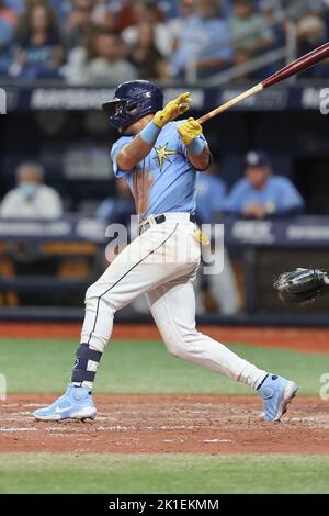 Tampa Bay Rays' Jose Siri reacts after lining out against the Miami Marlins  during the fifth inning of a baseball game Wednesday, July 26, 2023, in St.  Petersburg, Fla. (AP Photo/Mike Carlson