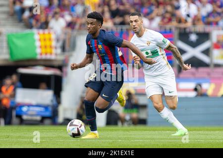 Alex Balde of FC Barcelona during the Liga match between FC Barcelona and Elche CF at Spotify Camp Nou in Barcelona, Spain. Stock Photo