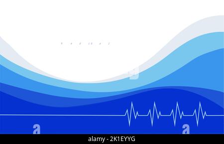 medical minimal blue vector background line heartbeat Stock Vector