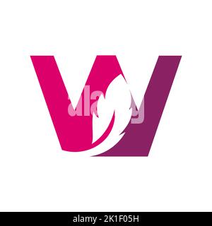 Letter W Bird Feather Logo Design Concept For Law Identity Vector Template Stock Vector