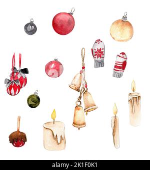 Hand drawn Christmas vintage set Stock Photo