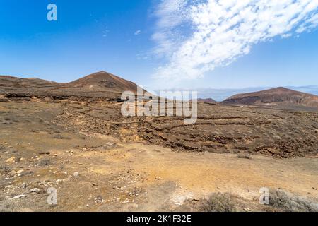 Typical natural landscape of Lanzarote. A place called Stratified City. Canary Islands. Spain. Stock Photo