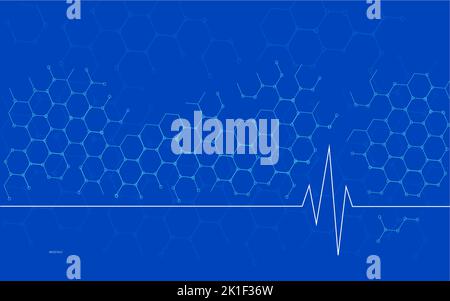 medical background blue honeycomb withe minimal vector illustration Stock Vector
