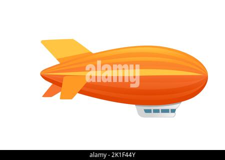 Commercial airship orange color rigid airship vector illustration ...