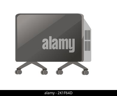 Domestic portable air heater on wheels electric convector vector illustration isolated on white background Stock Vector