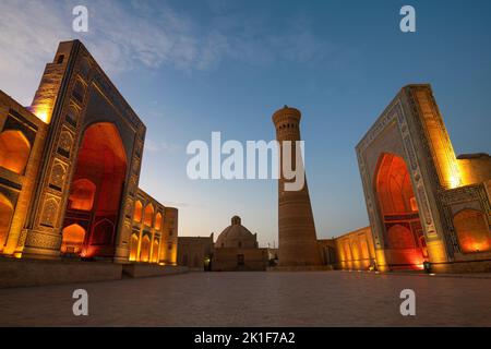 Early morning at the ancient religious complex Po-i-Kalan. Bukhara, Uzbekistan Stock Photo